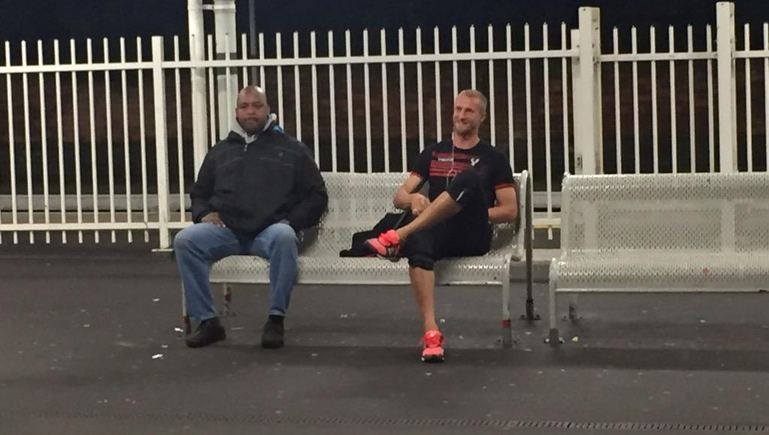 Hangeland catches the train home (Photo: PalaceFanTV)