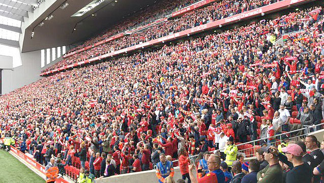 The new stand at Anfield, a very impressive stadium