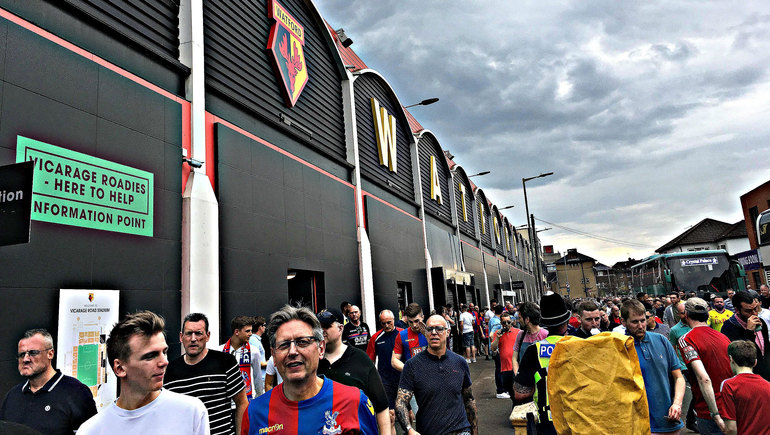 Eagles supporters at Vicarage Road a disappointing game but another point on the board