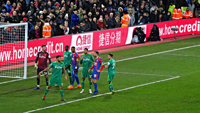 Eagles attack Holmesdale end while Watfords Deeney orchestrates defence. But nothing was to come