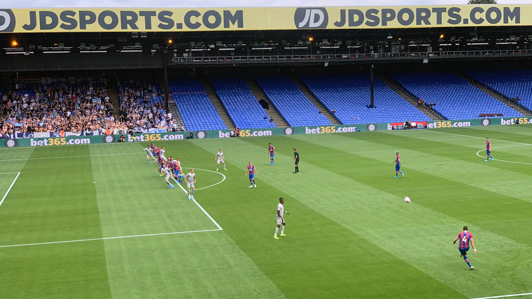 Luka whips in a free kick during the first half