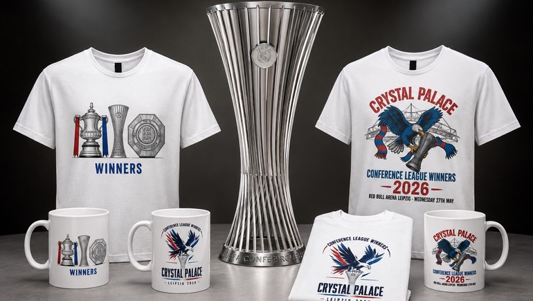 Conference League winners merch