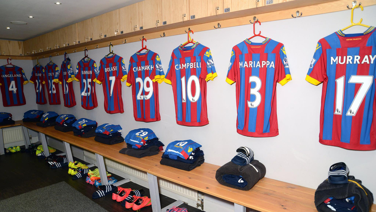 Palace shirts in the dressing room at Selhurst Park