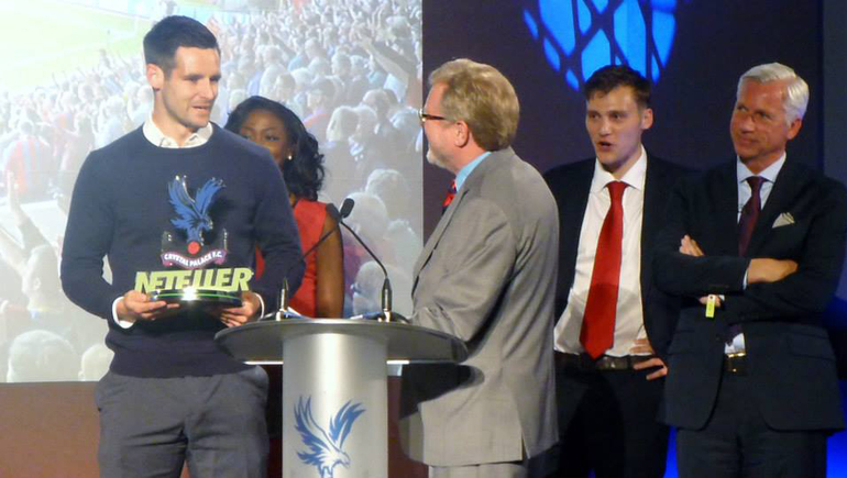 Scott Dann receives the Player of the Year award (Photo: Crystal Palace Supporters' Trust)