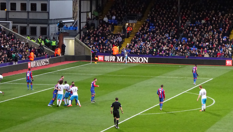 Eagles attack the Holmesdale end in the second half against Newcastle United.