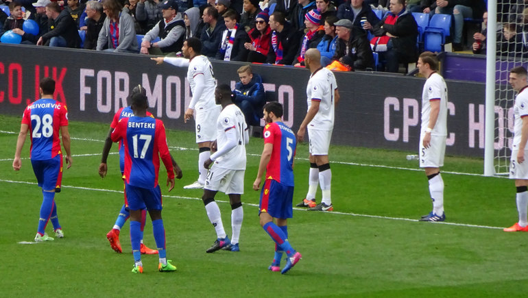 Palace line up for a corner but it was a Watford shirt that eventually decided the game