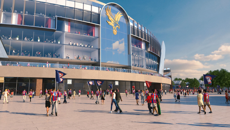 Artist impression of a re-developed main stand at Selhurst Park