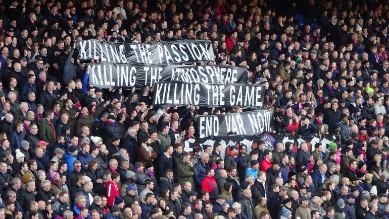 Holmesdale protest although VAR did upgrade Gunners card to red?