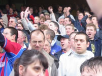 Palace fans giving the Birmingham supporters a warm welcome!
