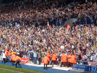 The West Brom fans celebrate after going 2-0 ahead.