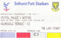 Palace v Watford Last Stand ticket