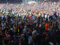 Fans celebrate.