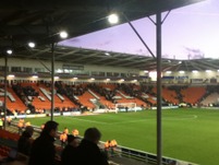 The Jimmy Armfield stand which was opened on our visit in March 2010. New home to the Blackpool drum and more "hardcore" fans. You can tell it's newer by the contrast in the Orange colour to the other stands...