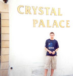 Sam Hesketh outside a top jewellers in Larnaca, Cyprus 