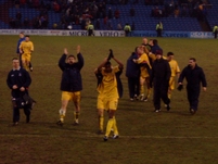 Palace players applaud the fans at the end of the game