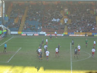Match action during the first half of the match