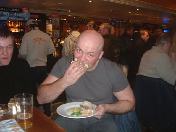 Reborn stuffing his face before the game