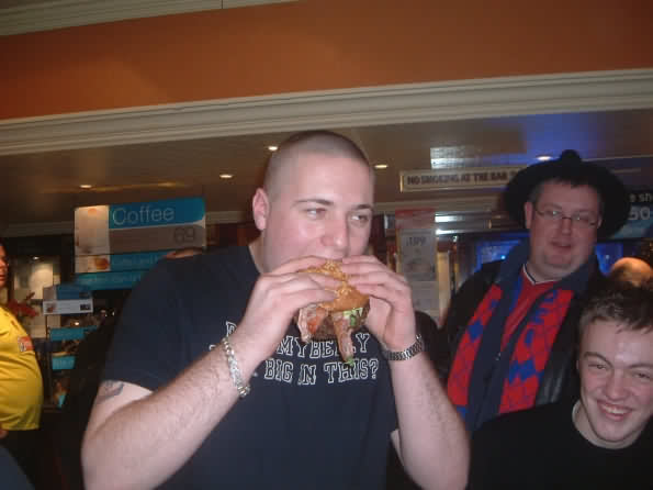 Horsham stuffing his, with Mini Reborn laughing