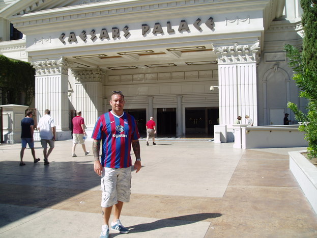 Mark Bolton outside The Ceasers Palace Hotel in Las Vegas