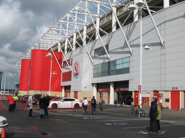 Middlesbrough Stadium. Note the Porsches, I think they get paid too much at Boro