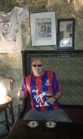 Magicdaz in the seat Ollie Reed died in while filming Gladiator - his local watering hole in Malta - The Pub, Valletta.