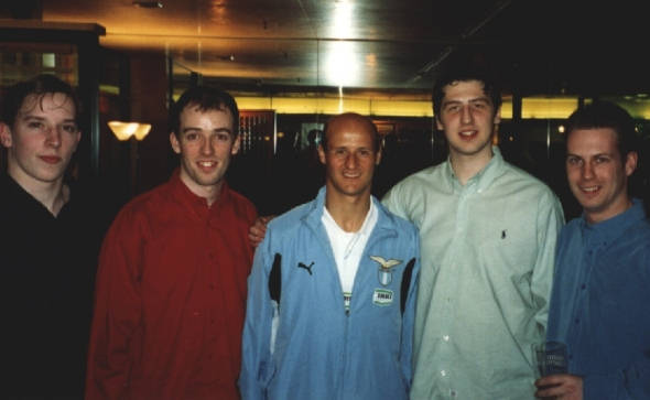 Lombardo and full crew, taken in a hotel in Turin