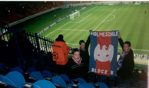 Matt, Adam and Paul Hepburn supporting PSG against Milan.