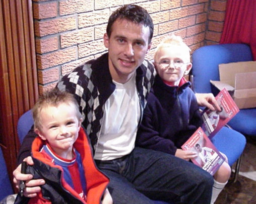 Eagles4ever's sons Jack and Matthew meet Dougie Freedman at the Palace open day. 