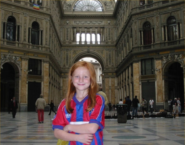 SE27toSE25's daughter Emily in Naples. Despite still being dedicated to the memory of Diego Maradona (replica shirts with his name still on sale on every street corner), they still know something about football - "Crystal, Crystal!", as one passer-by put it. 