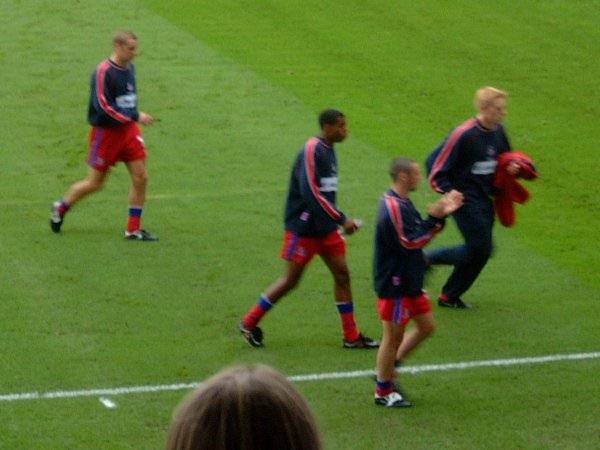Some of the Palace players before the start of the game