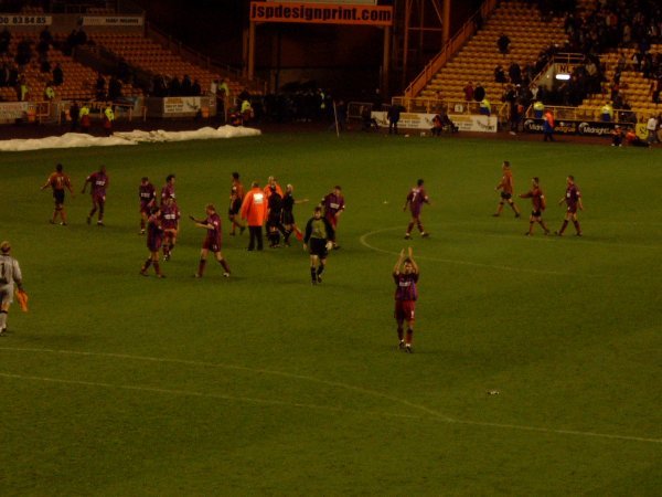 Palace players applaud the fans