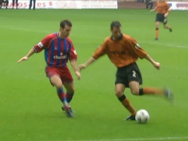 Dougie Freedman attempts to intercept the ball.