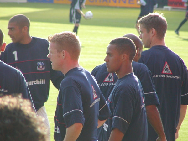 Some of the players warming up